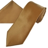 Plain Beige Mens Satin Tie & Pocket Square Handkerchief Set