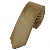 Plain Beige Satin Skinny Tie