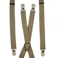 Plain Beige Skinny Trouser Braces