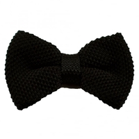 Plain Black Knitted Bow Tie