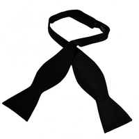 Plain Black Ribbed Self Tie Silk Bow Tie
