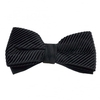 Plain Black Silk Pleated Bow Tie