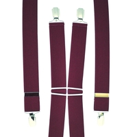 Plain Burgundy Mens Trouser Braces
