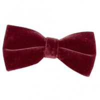 Plain Burgundy Velvet Bow Tie