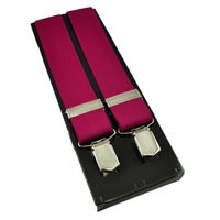 Plain Fuchsia Pink Mens Trouser Braces