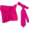 Plain Fuchsia Pink Silk Mens Tie & Pocket Square Handkerchief Set by Tresanti