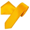 Plain Golden Yellow Mens Skinny Tie & Pocket Square Handkerchief Set