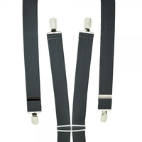 Plain Grey Mens Trouser Braces - Silver Clips