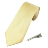 Plain Lemon Textured Mens Tie with Tie Clip