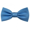 Plain Light Blue Ribbed Silk Bow Tie