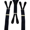 Plain Navy Blue High Back Leather End Trouser Braces