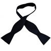 Plain Navy Blue Ribbed Self Tie Silk Bow Tie