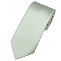 Plain Pearl Silver Satin Tie