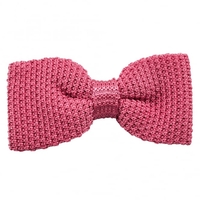 Plain Pink Silk Knitted Bow Tie