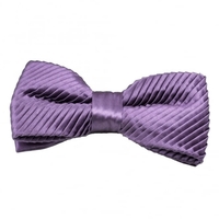 Plain Purple Silk Pleated Bow Tie