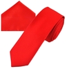 Plain Red Mens Skinny Tie & Pocket Square Handkerchief Set