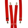 Plain Red Mens Trouser Braces - Silver Clips
