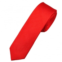 Plain Red Silk Skinny Tie