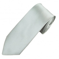 Plain Silver Satin Skinny Tie