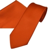 Plain Terracotta Orange Mens Satin Tie & Pocket Square Handkerchief Set