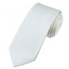 Plain White Narrow Silk Tie
