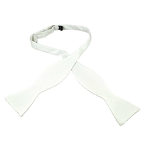 Plain White Self Patterned Mens Self Tie Bow Tie - Marcella