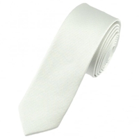 Plain White Silk Skinny Tie