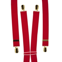 Plain Wine Red Mens Trouser Braces - Gold Clips