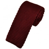 Plain Wine Red Narrow Knitted Tie