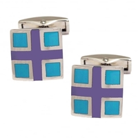 Purple Cross & Turquoise Square Cufflinks