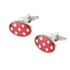 Red & White Polka Dot Spot Oval Fashion Cufflinks