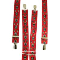 Red Skull Patterned Mens Trouser Braces