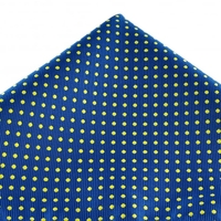 Royal Blue & Yellow Polka Dot Pocket Square Handkerchief