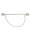 Silver Diamond Cut Cylinder Ends Collar Bar Pinwith Chain