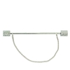 Silver Diamond Cut Cylinder Ends Collar Bar Pinwith Chain