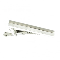 Silver Multi Faceted Skinny Tie Bar - 43mm