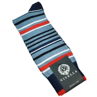 Viyella Airforce Blue,  Royal,  Red & White Striped Wool BlendShortie Men