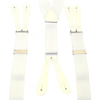 White Trouser Braces with White Leather Ends