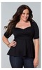 Posh Ponte Peplum Top in Black Noir