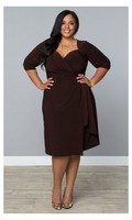 Sweetheart Knit Wrap Dress in Sweet Molasses