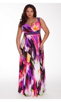 Tropical Beauty Maxi Dress In Pink & Purple