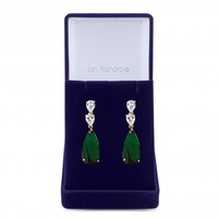 Gold Plated Cubic Zirconia Emerald Green Pear Drop Earring - Gift Boxed