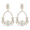 Gold Plated Cubic Zirconia Floral Open Hoop Earring