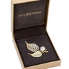 Gold Plated Cubic Zirconia Leaf Brooch - Gift Boxed