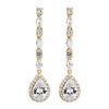 Gold Plated Cubic Zirconia Linear Pear Drop Earring