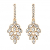 Gold Plated Cubic Zirconia Navette Leaf Drop Earrings