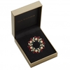 Gold Plated Red Christmas Wreath Brooch - Gift Boxed