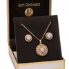 Gold Plated Round Baguette Necklace and Earring Set - Gift Boxed