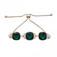 Jon Richard Radiance Collection Gold Plated Green Cushion Crystal Toggle Bracelet