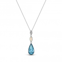 Jon Richard Radiance Collection Silver Plated Aqua Pear Necklace